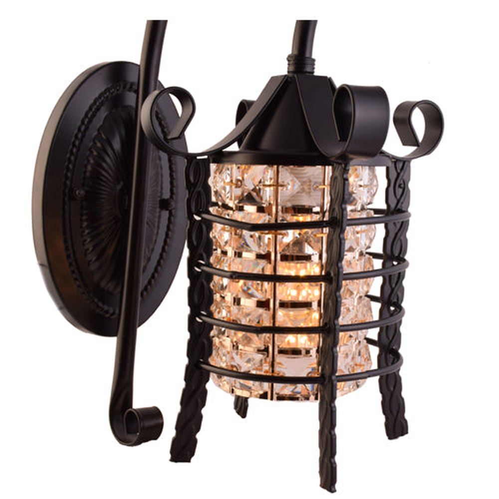 Lantern Wall Light with Gold &amp; Crystals E14 Holder-Starry Night