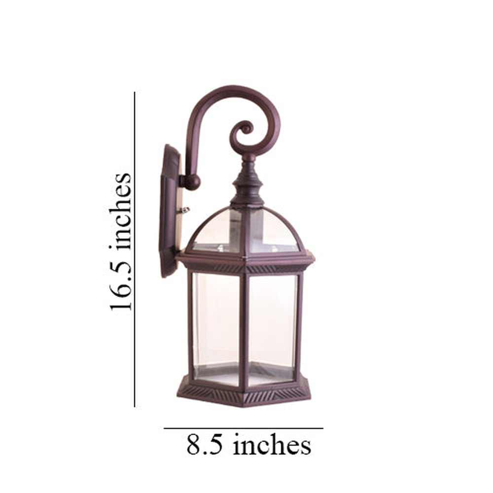 One-Light Outdoor Wall Lantern with Clear Glass, Brown-Starry Night