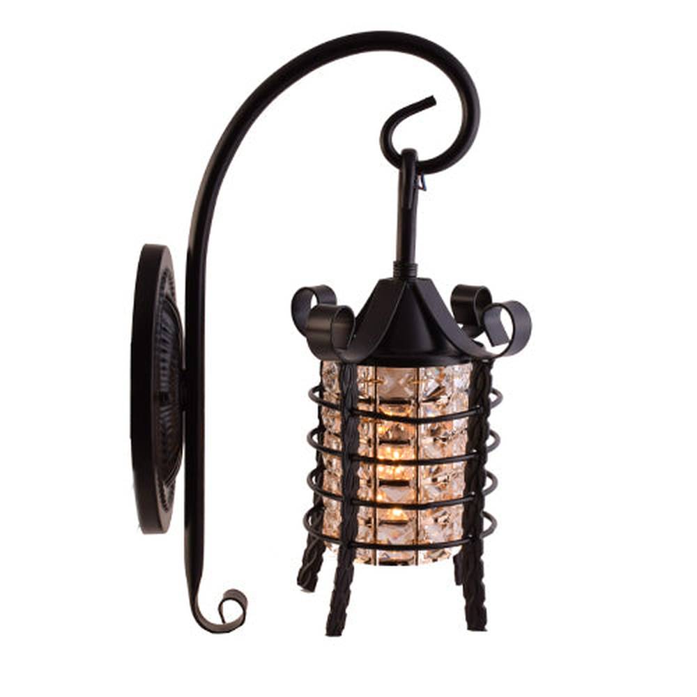 Lantern Wall Light with Gold &amp; Crystals E14 Holder-Starry Night