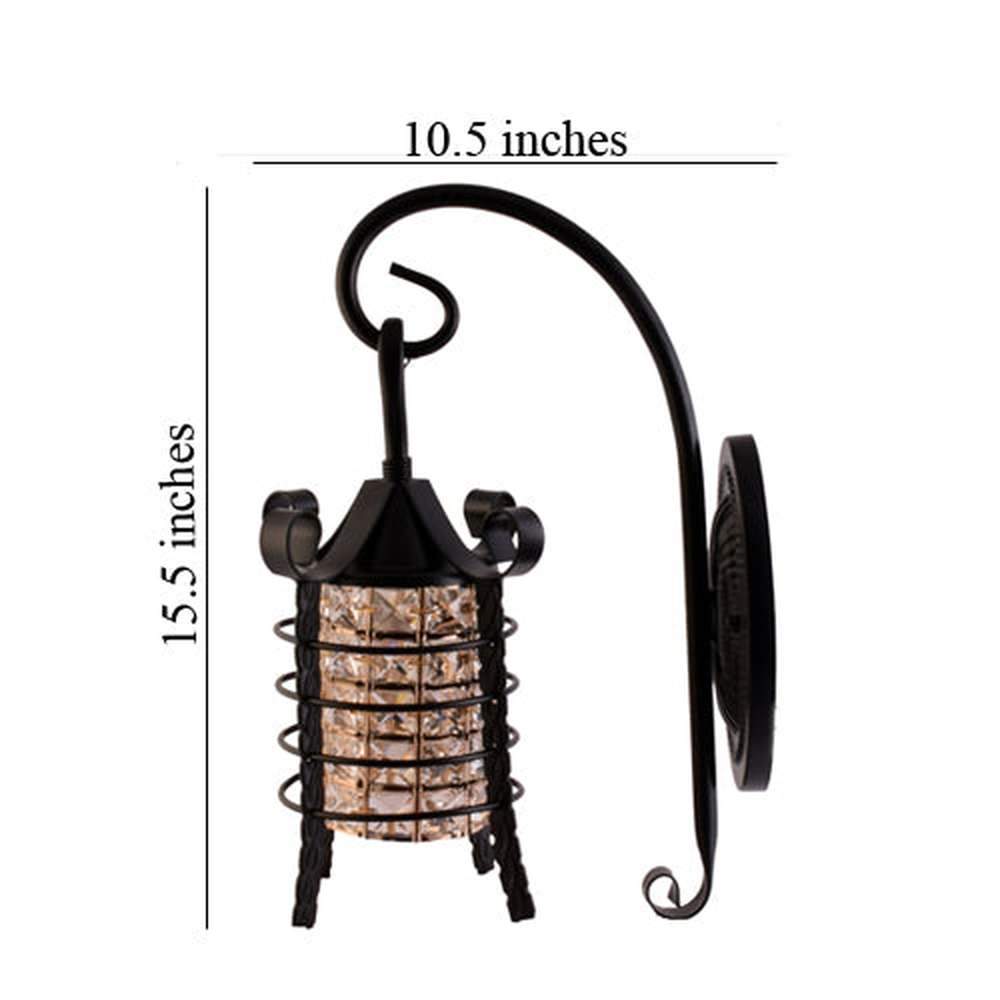 Lantern Wall Light with Gold &amp; Crystals E14 Holder-Starry Night