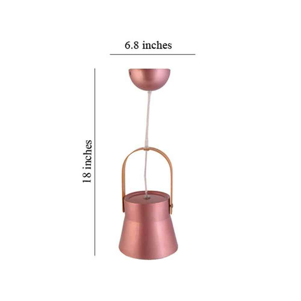 Metal Pendant Light E27 Base Rose Gold with Wood Handle-Starry Night