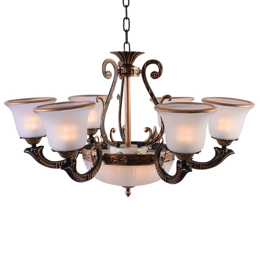 Brown Dome Chandelier with 6 Glass Shades-Starry Night