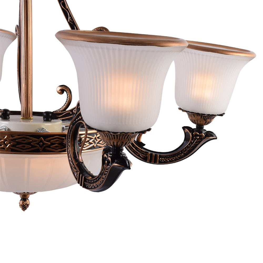 Brown Dome Chandelier with 6 Glass Shades-Starry Night