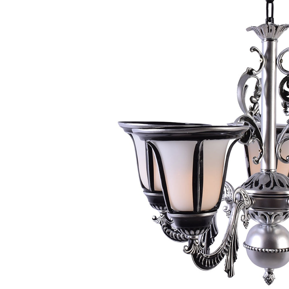 Silver Chandelier with 5 Glass Shades-Starry Night