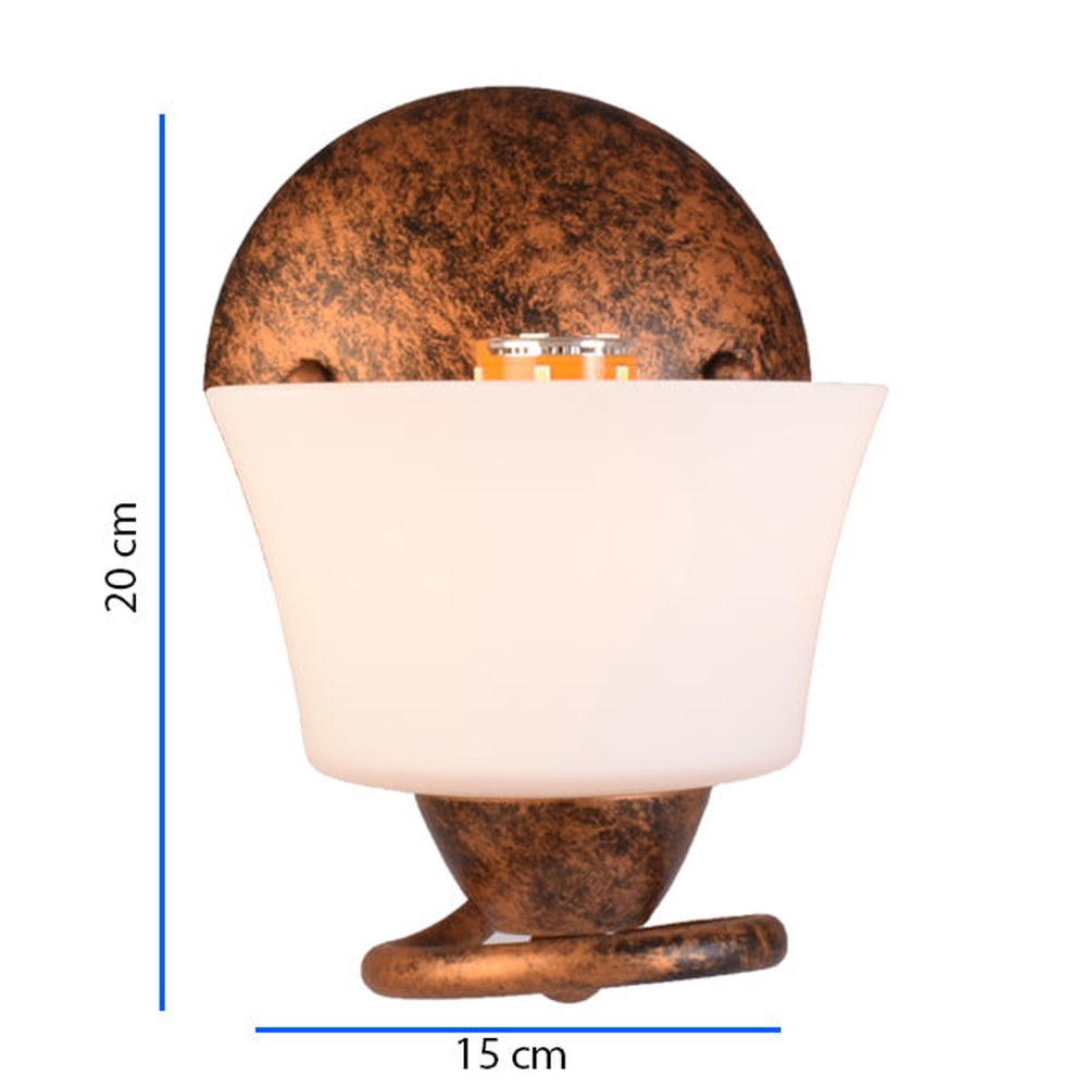 Wall Light Rustic Colour with White Glass Shade, E14-Starry Night