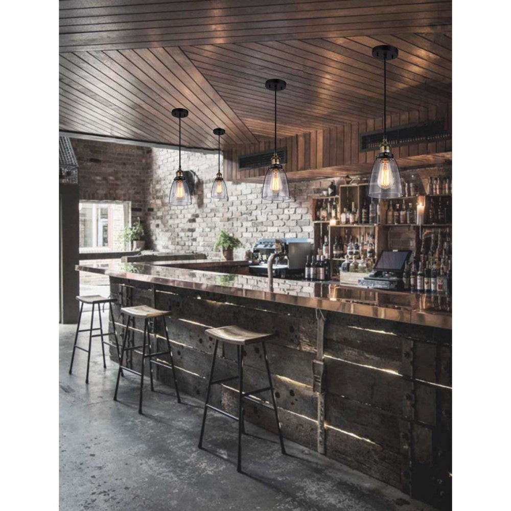 Bronze Metal Pendant Light with Glass Shade-Starry Night