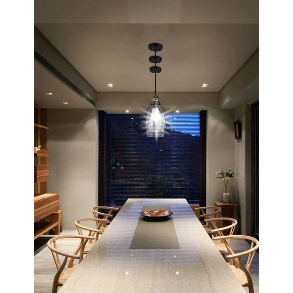 Bronze Metal Pendant Light with Glass Shade-Starry Night