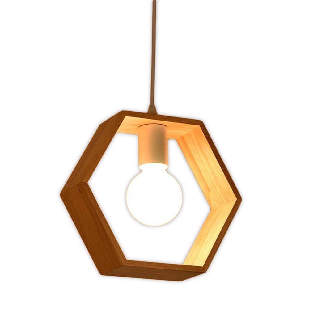 Hexagon Wood Pendant Light-Starry Night