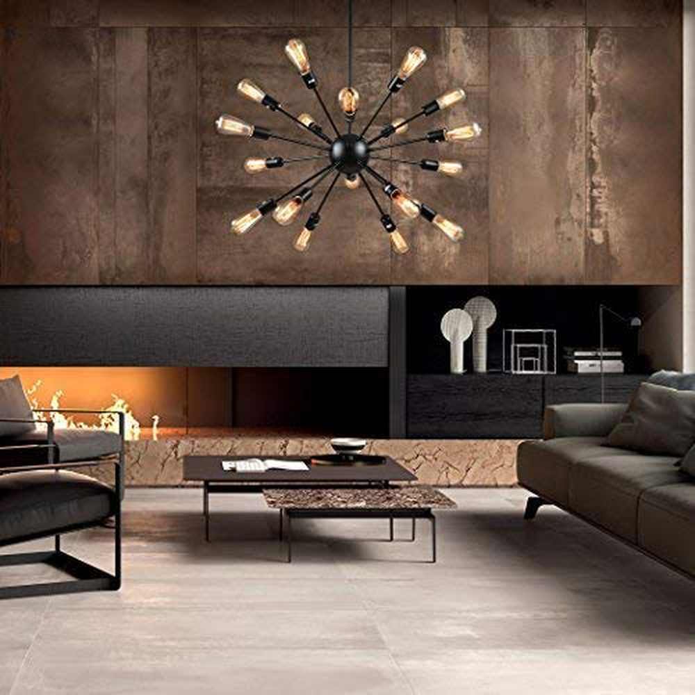 Sputnik Chandelier with 18 Lights, Black Painted-Starry Night