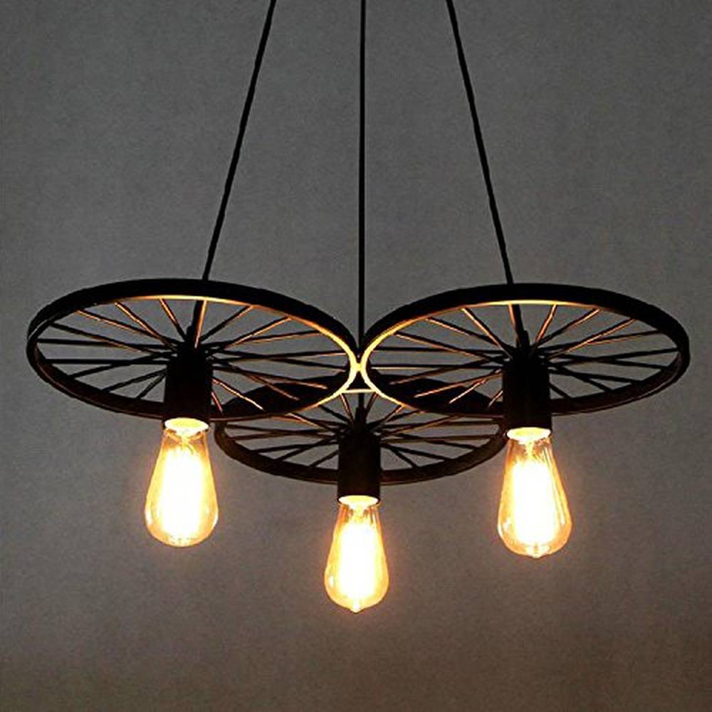 3 Wheel Loft Retro Restaurant Bar Pendant Light, Black-Starry Night