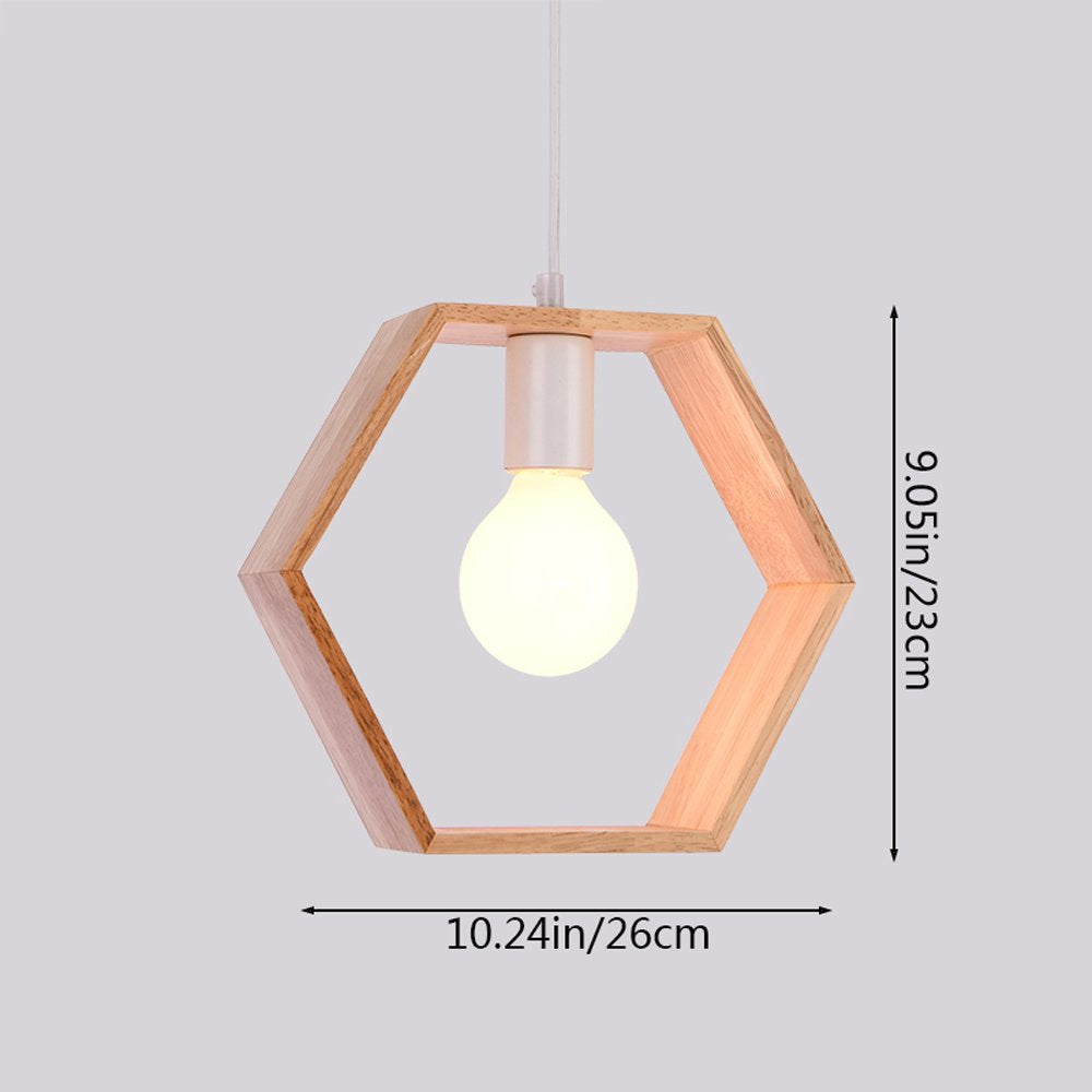 Hexagon Wood Pendant Light-Starry Night