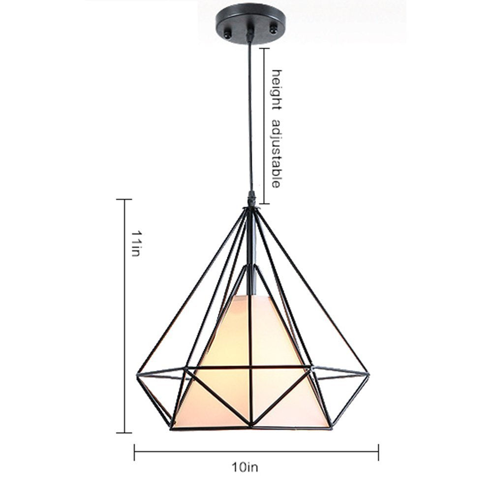 Diamond Shape Black Pendant Light with White Shade-Starry Night