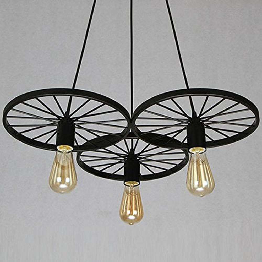 3 Wheel Loft Retro Restaurant Bar Pendant Light, Black-Starry Night