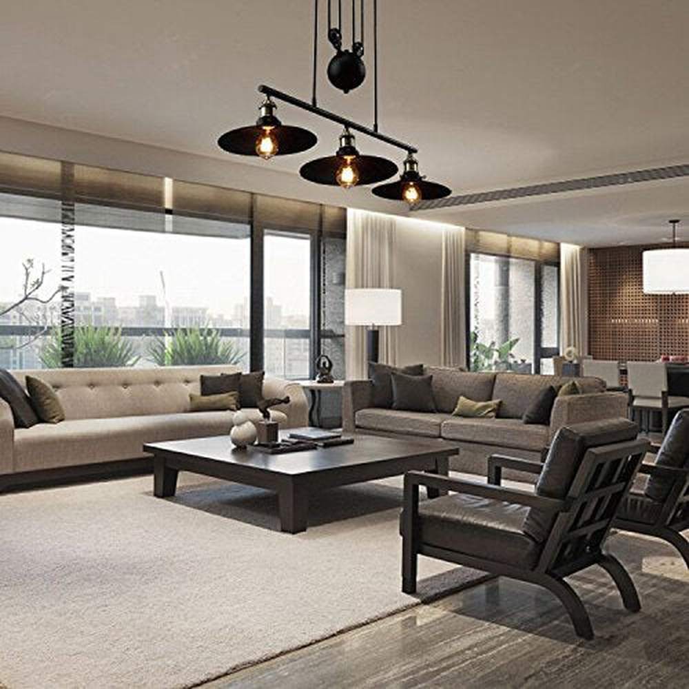 Retro Pendant Retractable Chandelier Light Adjustable Lamp 3 Head-Starry Night