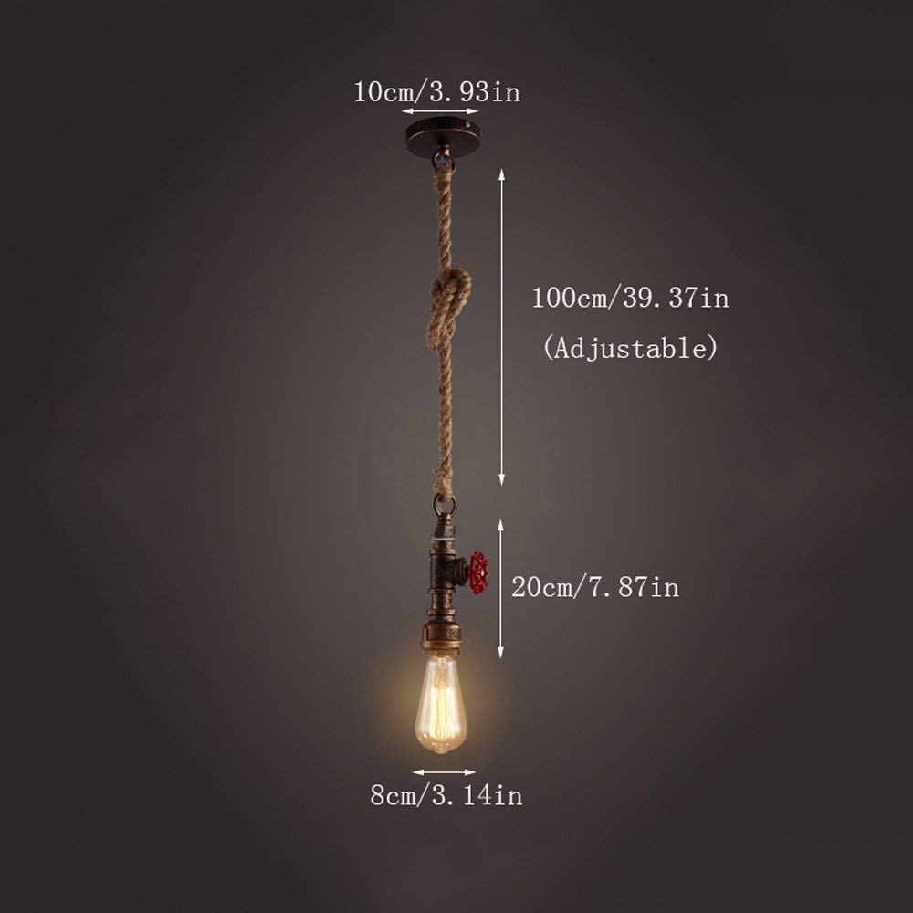 Vintage Hemp Rope E27 Pendant Light - Black-Starry Night