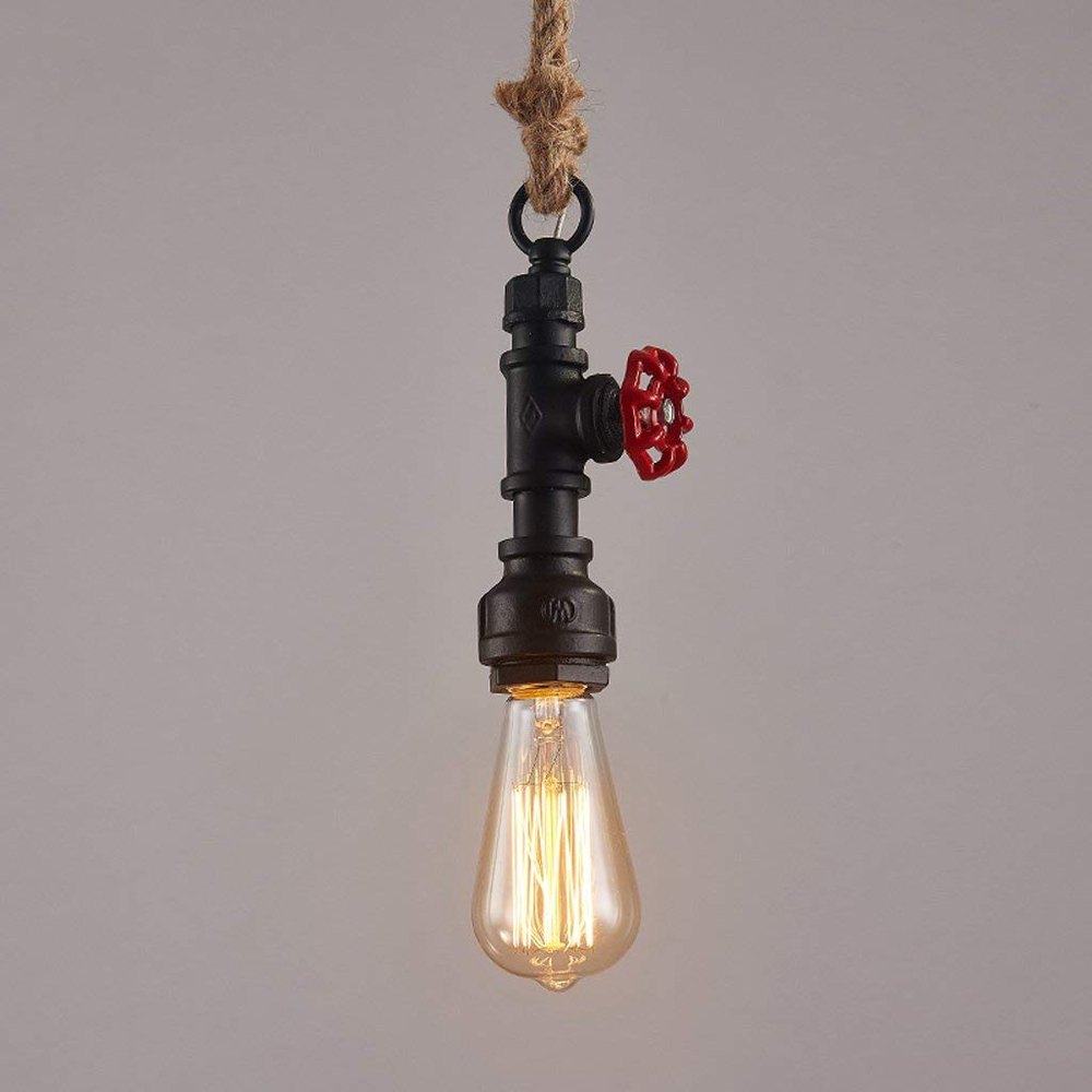 Vintage Hemp Rope E27 Pendant Light - Black-Starry Night