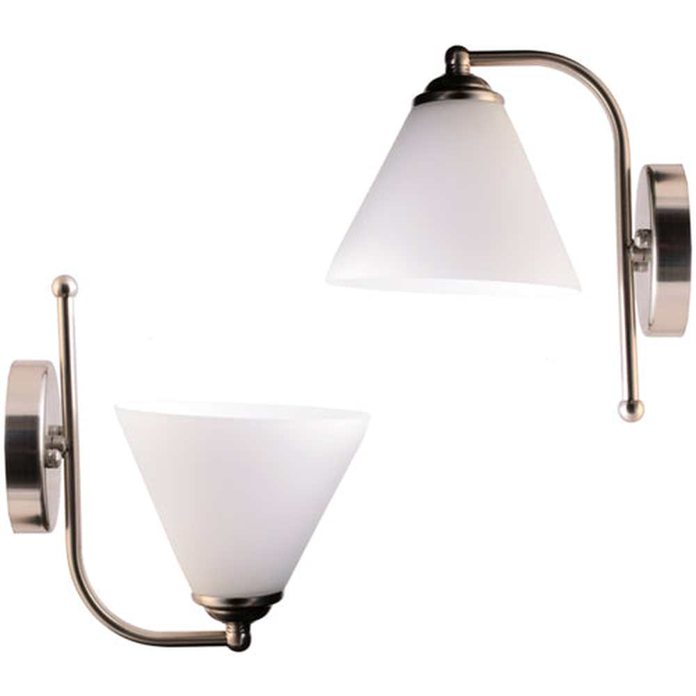 Wall Light Brushed Metal with White Glass Shade-Starry Night