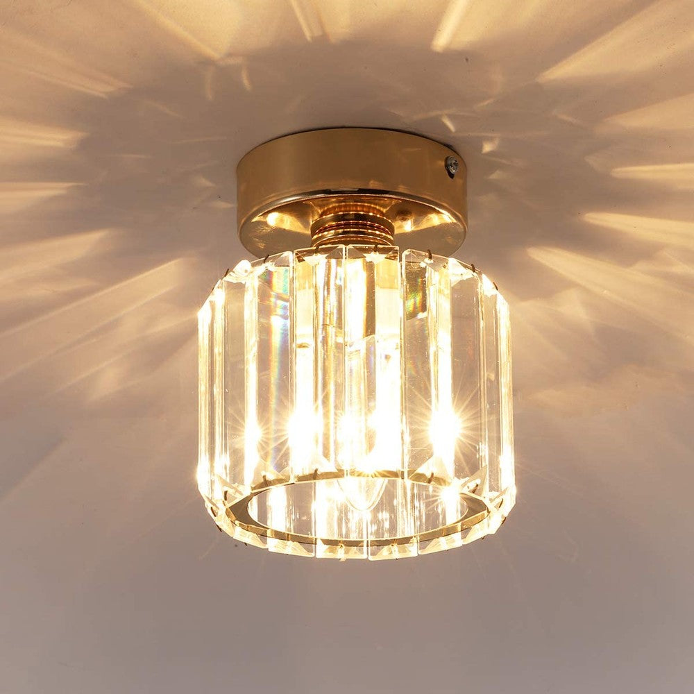 Modern Crystal Ceiling Light Fixture, Round-Starry Night