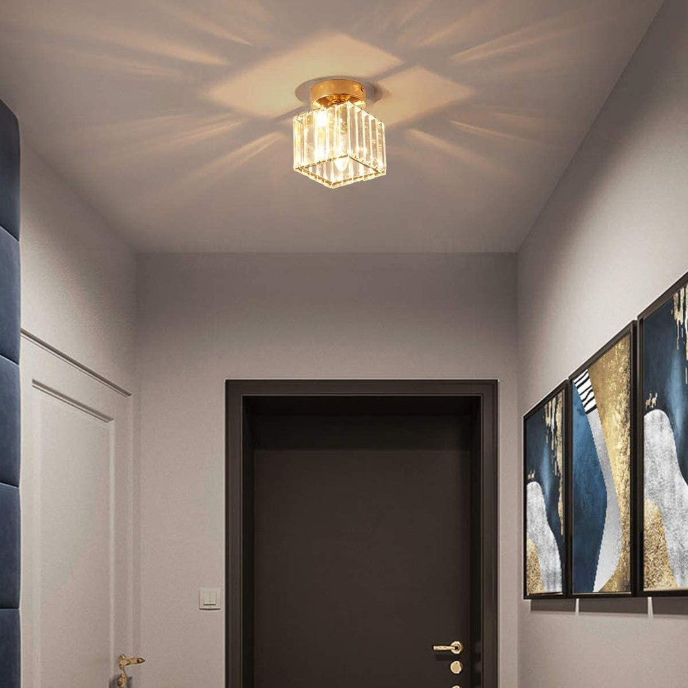 Modern Crystal Ceiling Light Fixture, Square-Starry Night