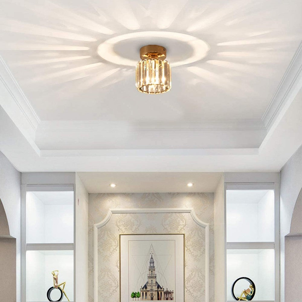 Modern Crystal Ceiling Light Fixture, Round-Starry Night