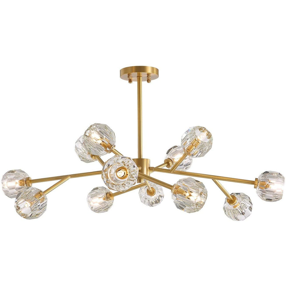 Gold Modern Crystal Sputnik Chandelier, 12 Light-Starry Night