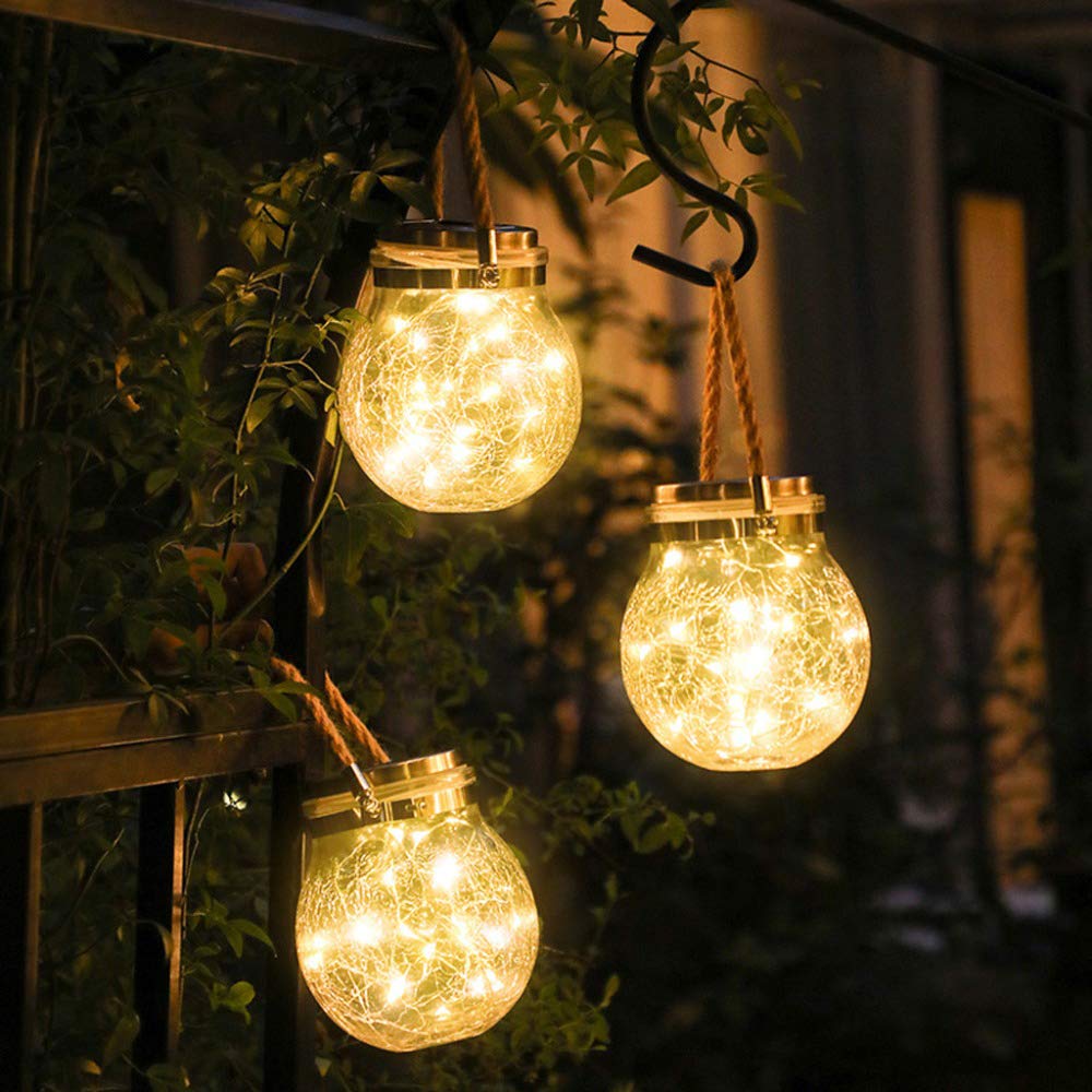 Outdoor Hanging Solar Jar Lights-Pack of 1 Jar-Starry Night