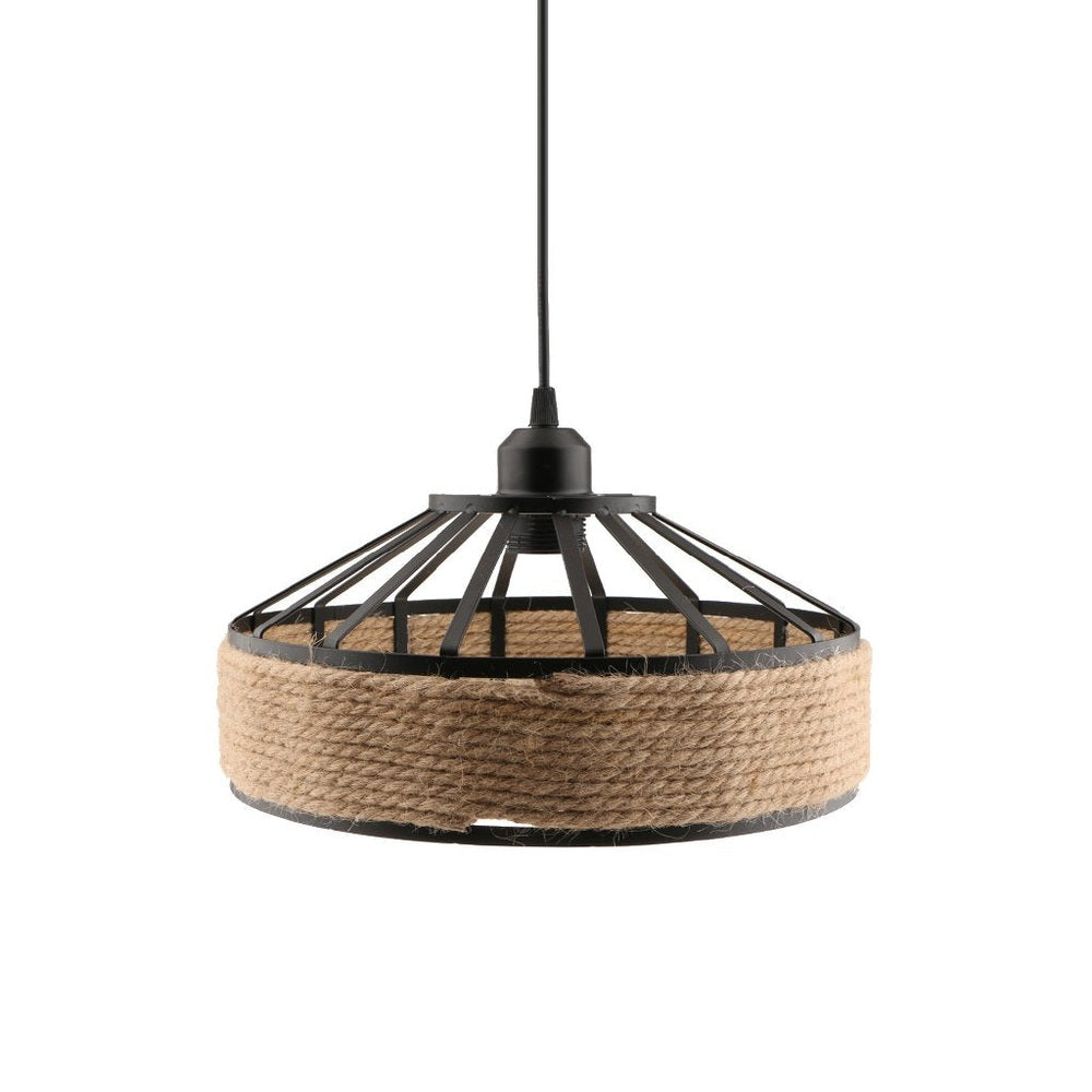 E27 Base Manila Rope Twined Pendant Lampshade Frame Iron Wire Ceiling Chandelier Hanging Lightshade-Starry Night
