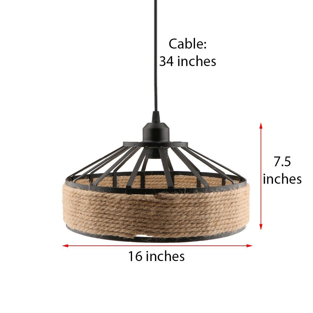 E27 Base Manila Rope Twined Pendant Lampshade Frame Iron Wire Ceiling Chandelier Hanging Lightshade-Starry Night