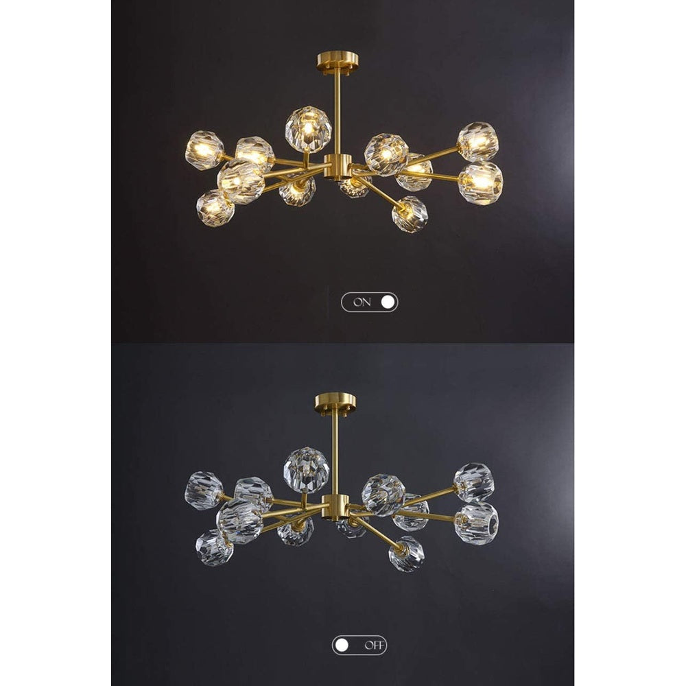 Gold Modern Crystal Sputnik Chandelier, 12 Light-Starry Night
