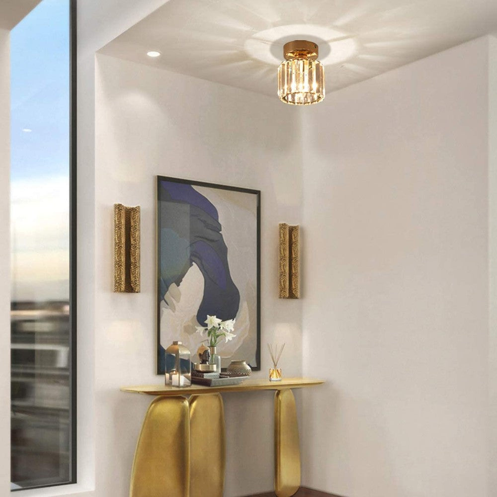 Modern Crystal Ceiling Light Fixture, Round-Starry Night
