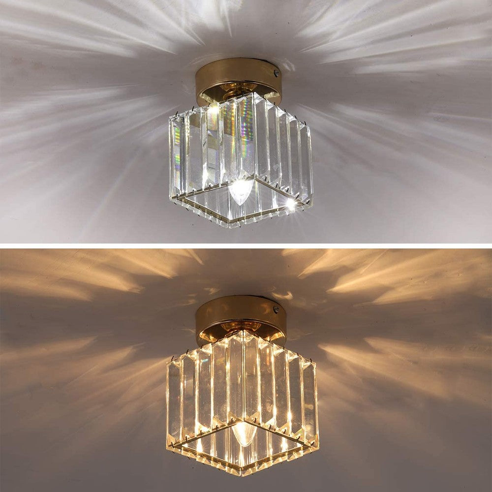 Modern Crystal Ceiling Light Fixture, Square-Starry Night