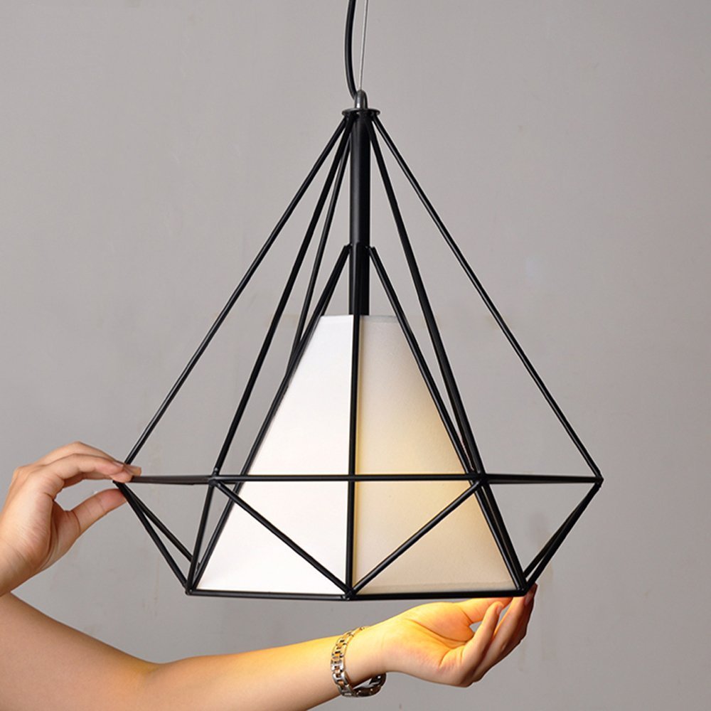 Diamond Shape Black Pendant Light with White Shade-Starry Night