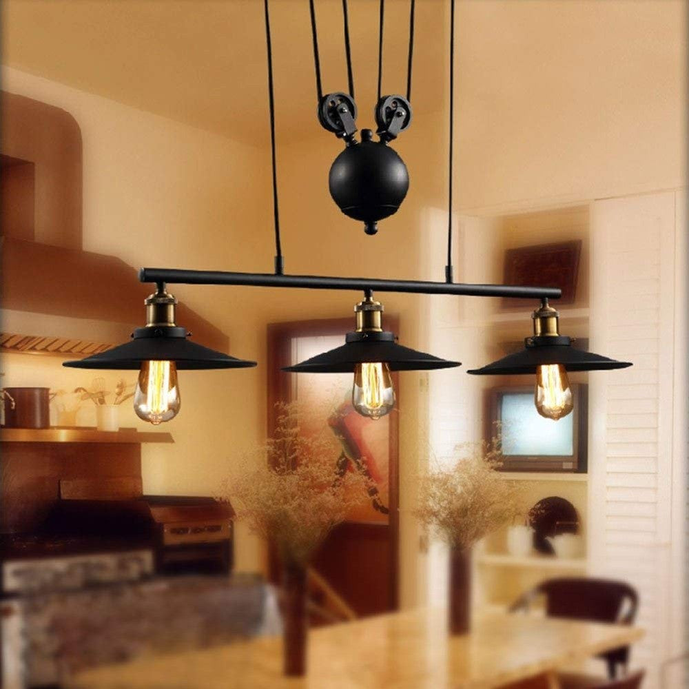 Retro Pendant Retractable Chandelier Light Adjustable Lamp 3 Head-Starry Night