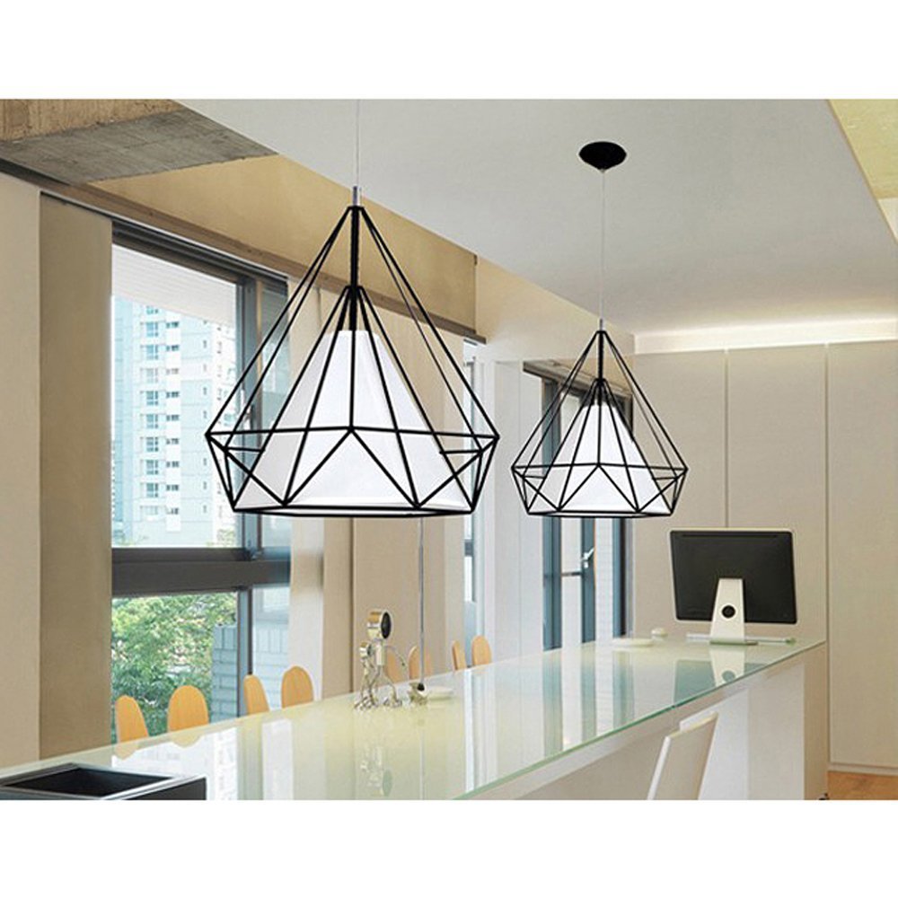 Diamond Shape Black Pendant Light with White Shade-Starry Night