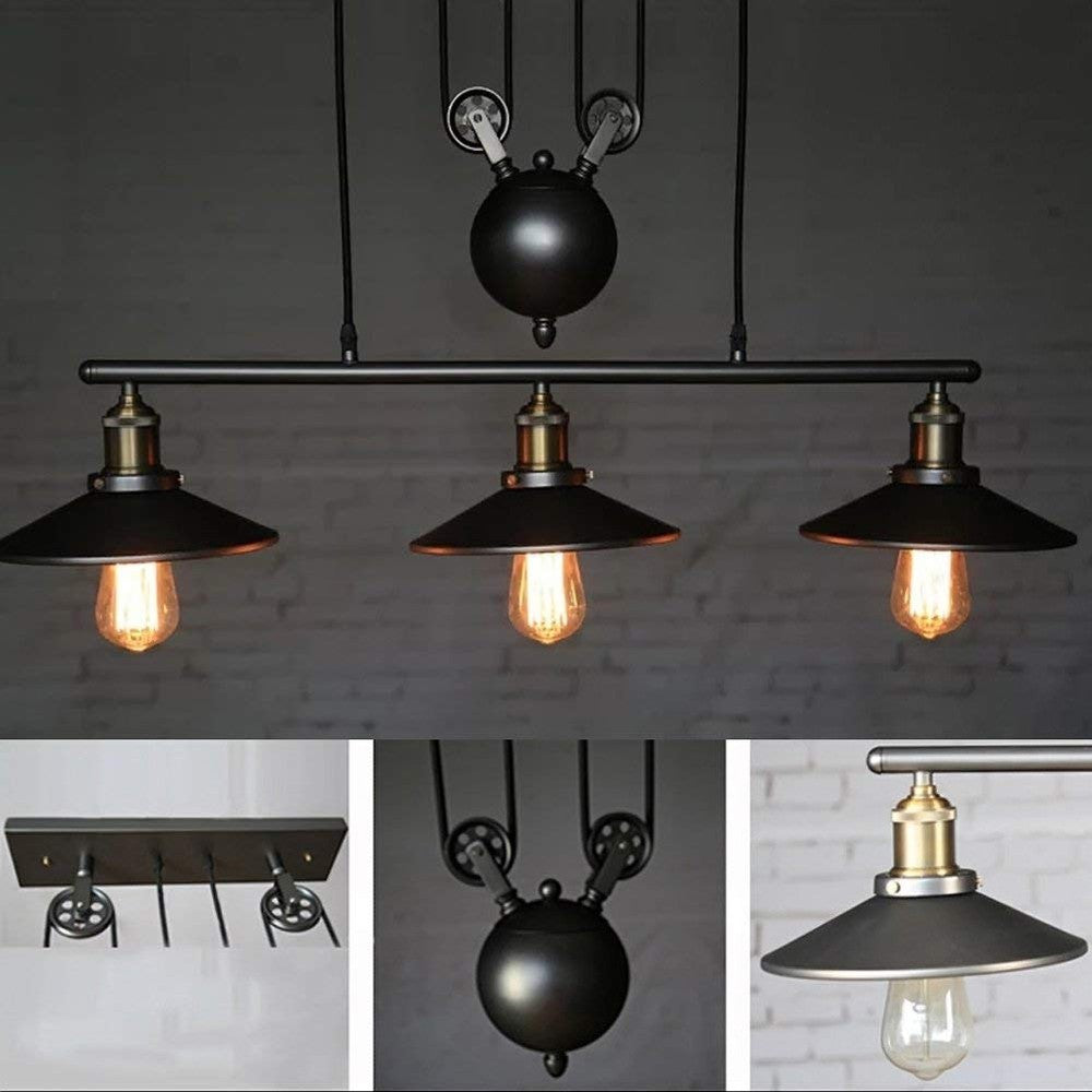Retro Pendant Retractable Chandelier Light Adjustable Lamp 3 Head-Starry Night