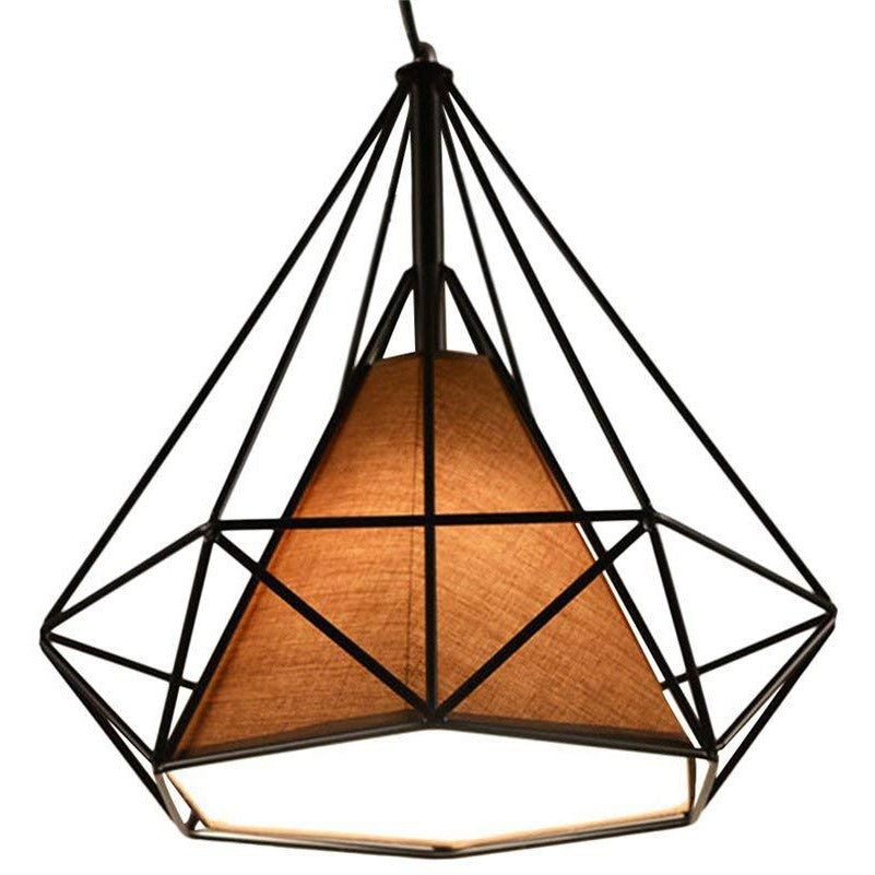 Diamond Shape Black Pendant Light with Brown Shade-Starry Night