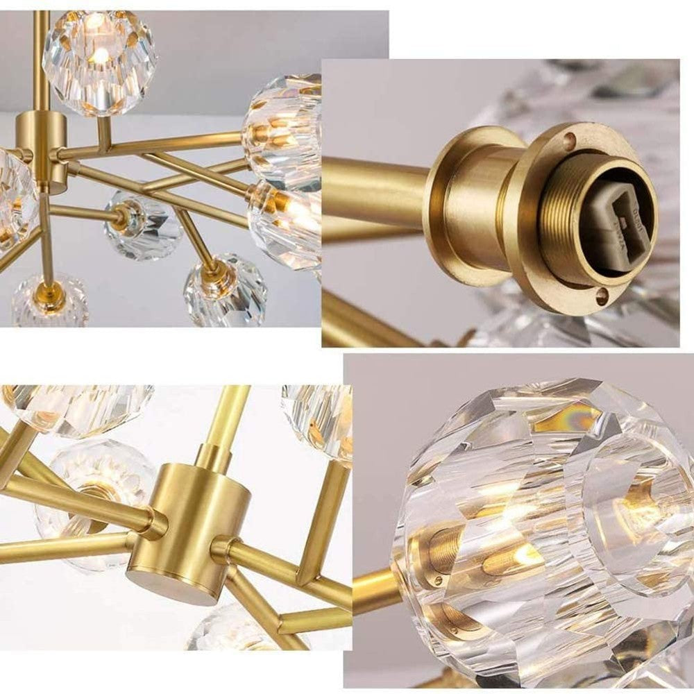 Gold Modern Crystal Sputnik Chandelier, 15 Light-Starry Night