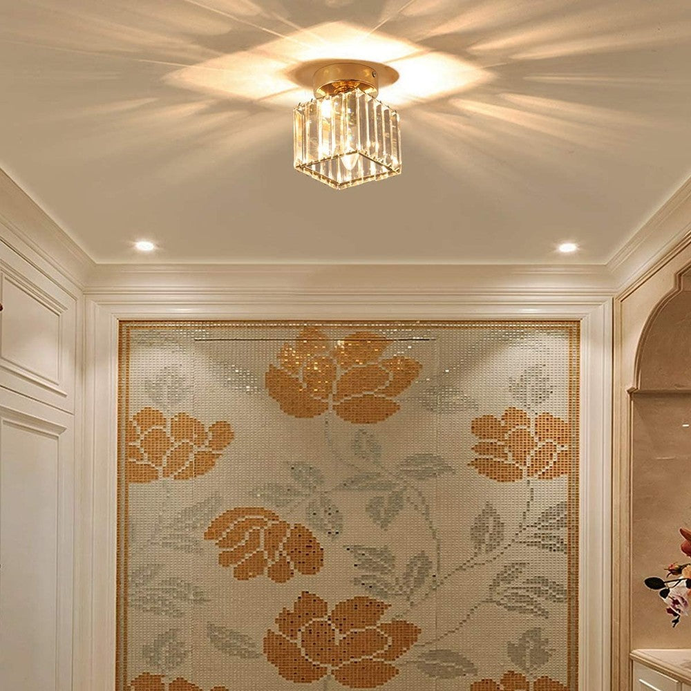 Modern Crystal Ceiling Light Fixture, Square-Starry Night