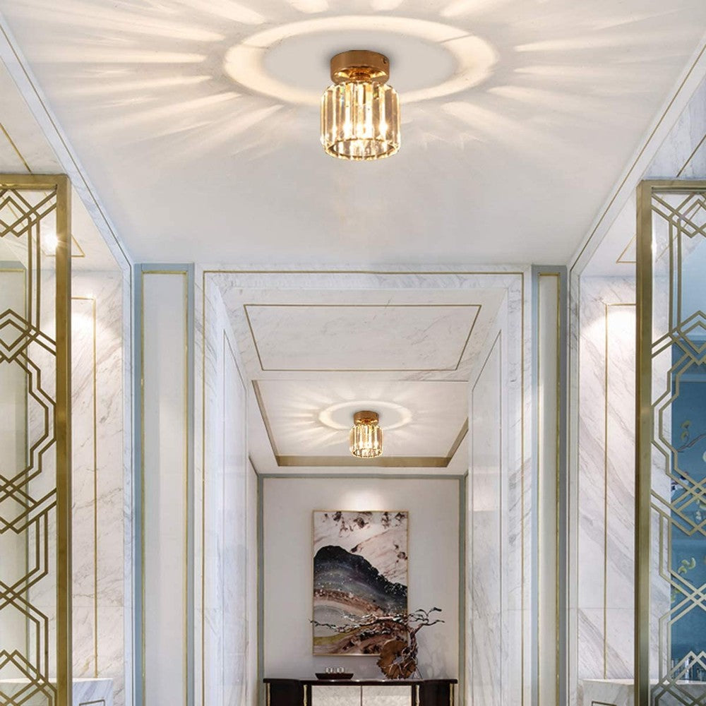 Modern Crystal Ceiling Light Fixture, Round-Starry Night