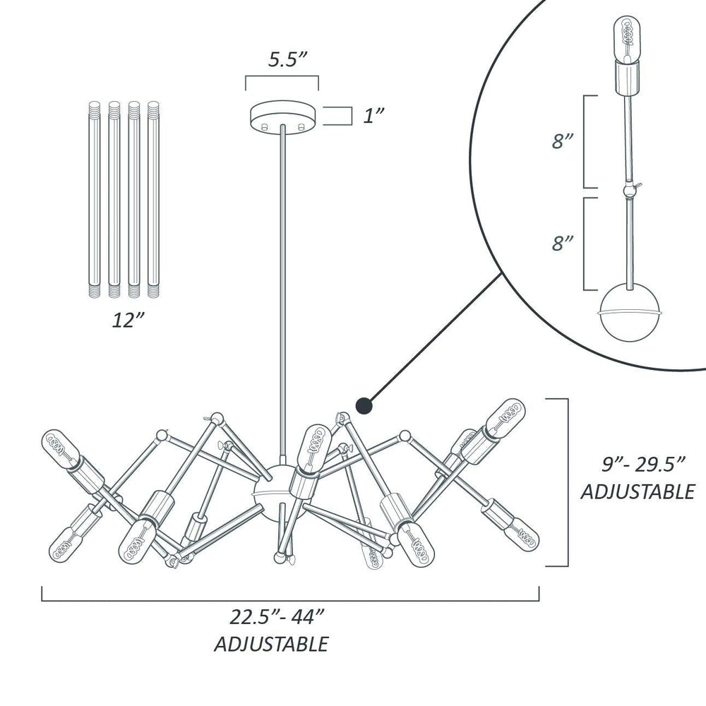 12-Light Spider Chandelier-Starry Night