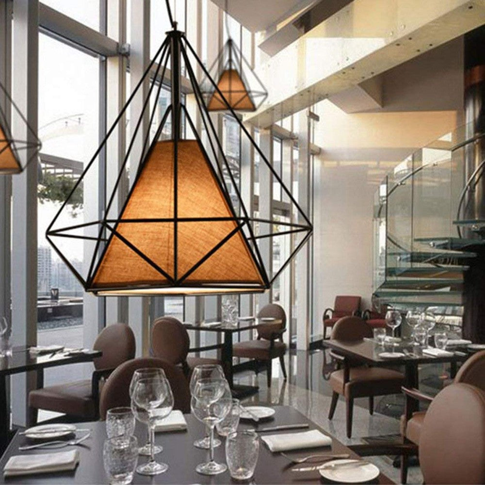 Diamond Shape Black Pendant Light with Brown Shade-Starry Night