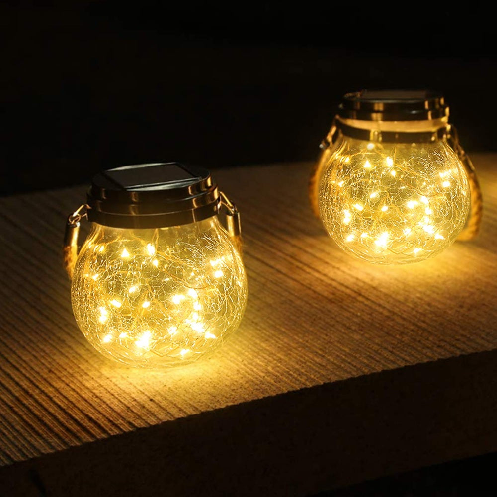 Outdoor Hanging Solar Jar Lights-Pack of 1 Jar-Starry Night
