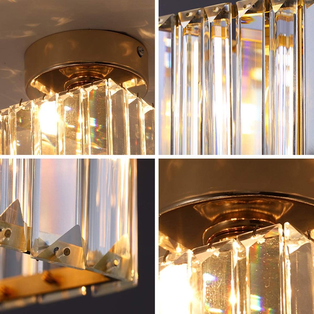 Modern Crystal Ceiling Light Fixture, Square-Starry Night