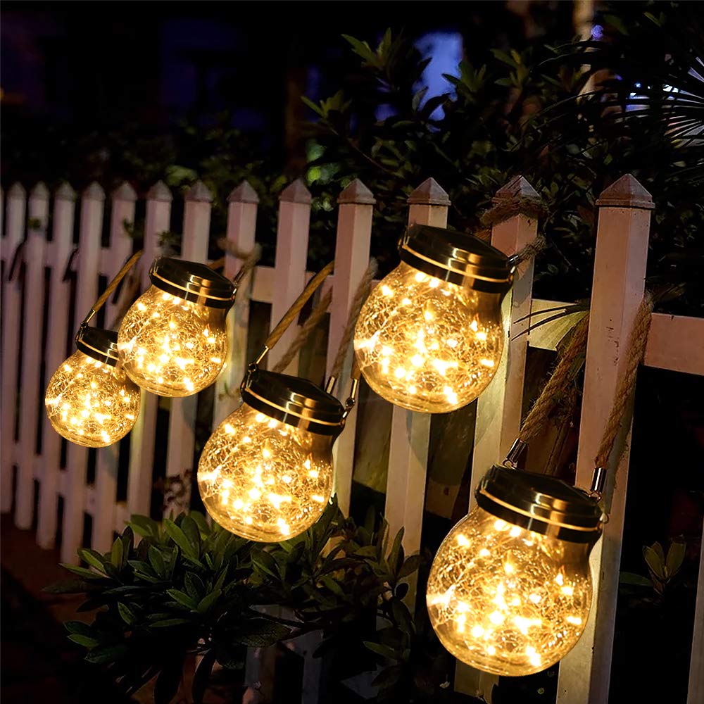 Outdoor Hanging Solar Jar Lights-Pack of 1 Jar-Starry Night