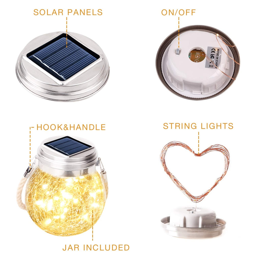 Outdoor Hanging Solar Jar Lights-Pack of 1 Jar-Starry Night
