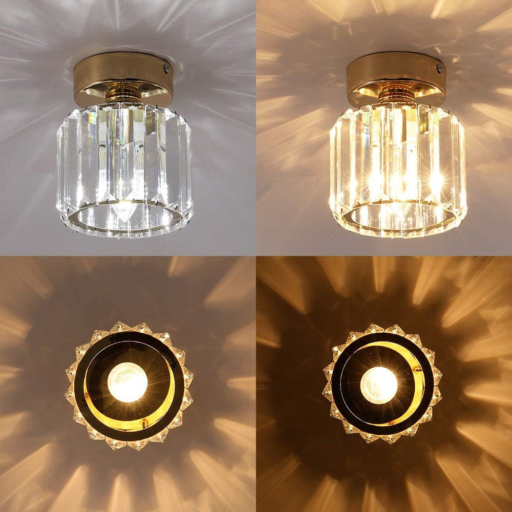 Modern Crystal Ceiling Light Fixture, Round-Starry Night