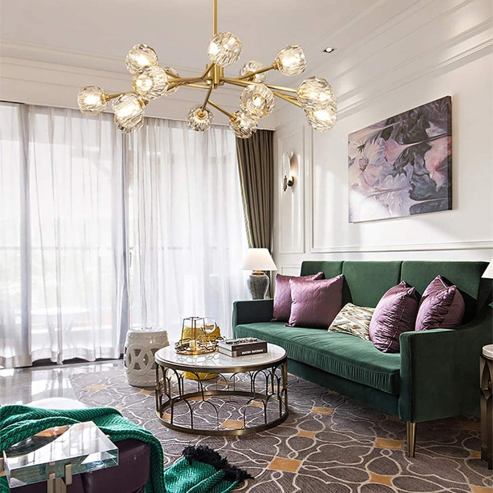 Gold Modern Crystal Sputnik Chandelier, 15 Light-Starry Night