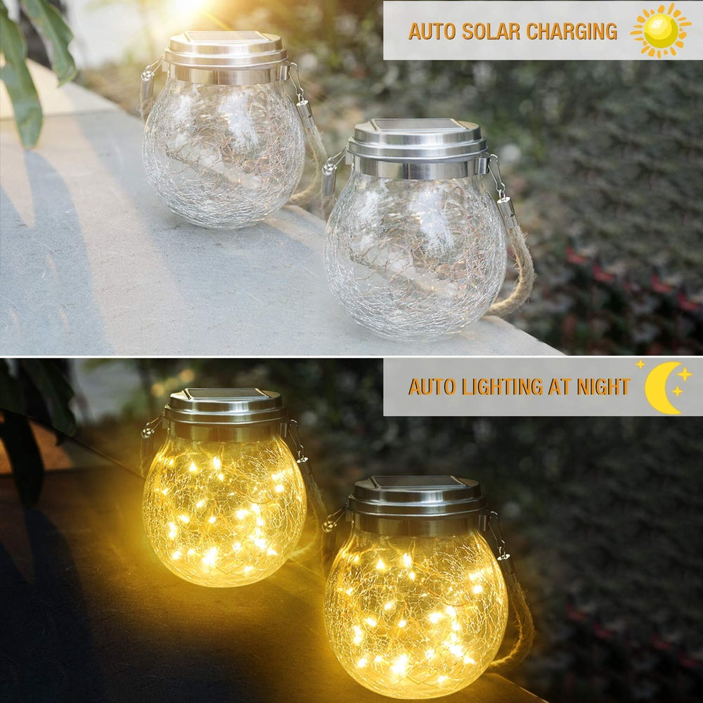 Outdoor Hanging Solar Jar Lights-Pack of 1 Jar-Starry Night
