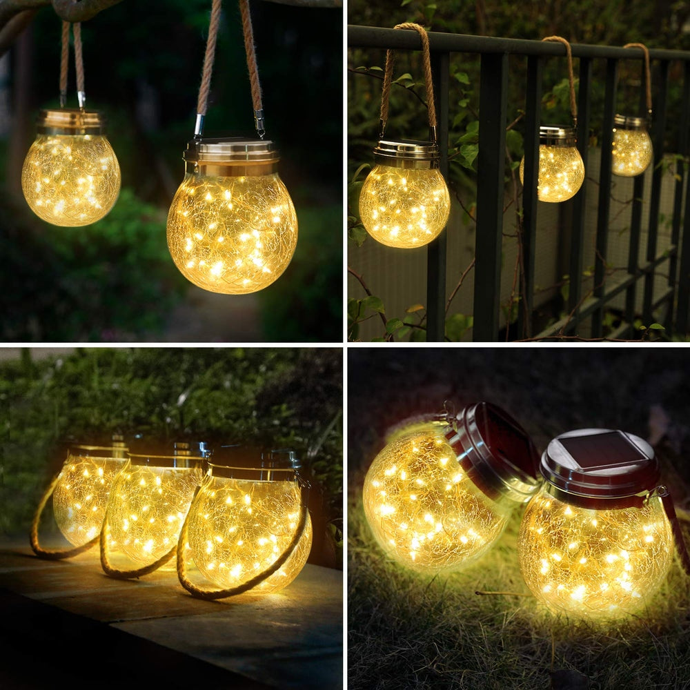 Outdoor Hanging Solar Jar Lights-Pack of 1 Jar-Starry Night