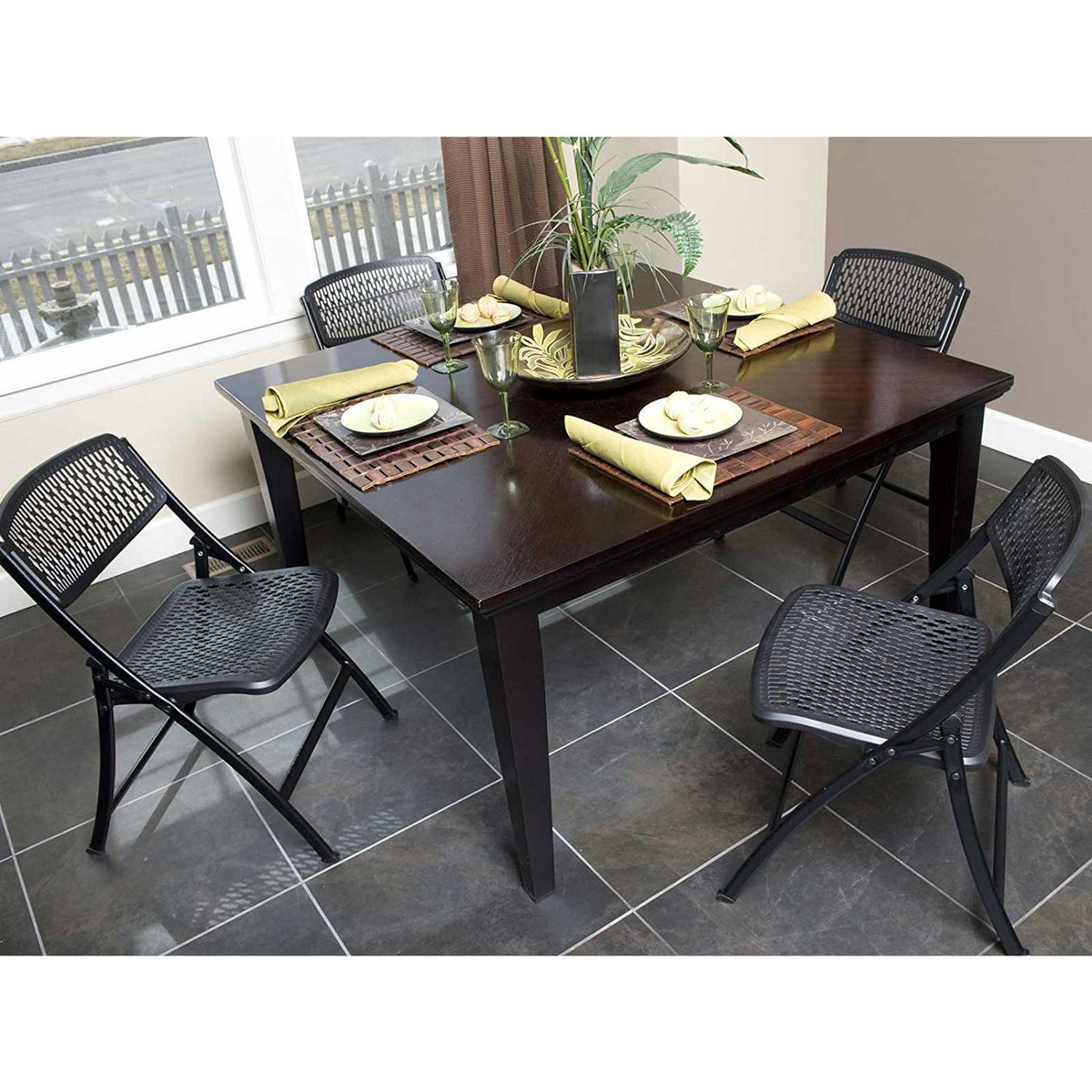 Black Mesh Folding Chair Pack of 1-Starry Night